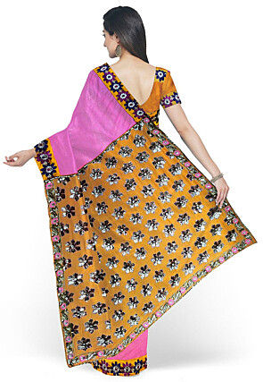 Embellished Pure Georgette Saree in Pink