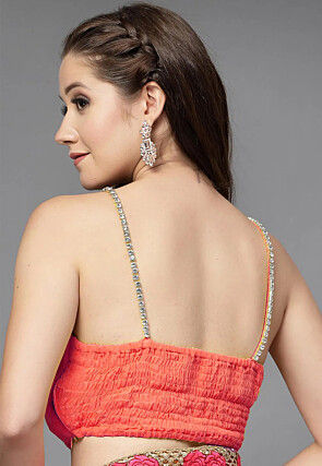 Embellished Satin Blouse in Dark Peach