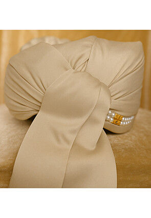 Embellished Satin Unisex Turban in Beige