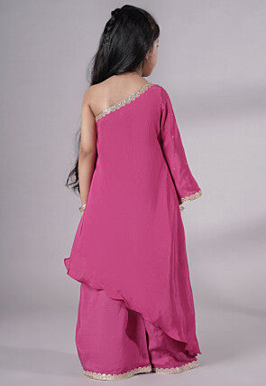 Embellished Shantoon Asymmetric Pakistani Suit in Pink