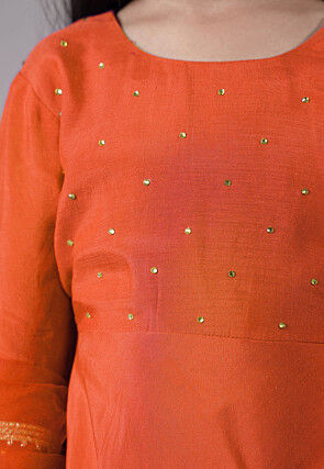 Embellished Shantoon Punjabi Suit in Dark Orange