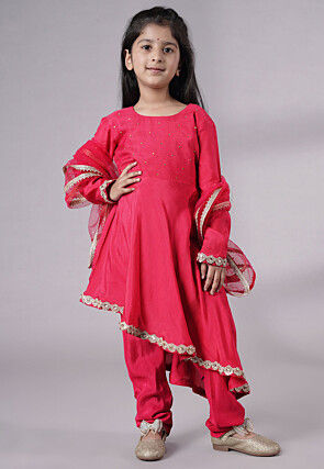 Embellished Shantoon Punjabi Suit in Pink