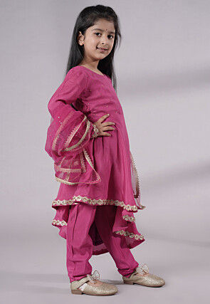 Embellished Shantoon Punjabi Suit in Pink