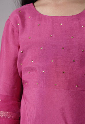 Embellished Shantoon Punjabi Suit in Pink