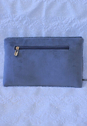 Embellished Suede Clutch Bag in Grey
