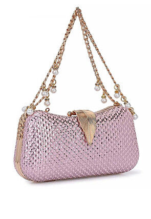 Embellished Synthetic Rectangular Clutch Bag in Light Purple