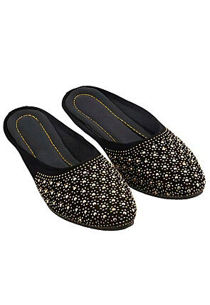 Embellished Synthetic Women Mules in Black