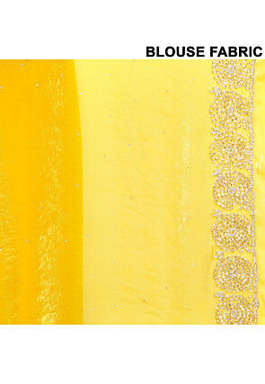 Hand Embroidered Tissue Silk Saree in Yellow