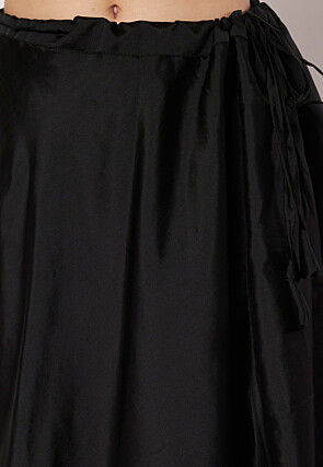 Embellished Trim Art Silk Skirt in Black