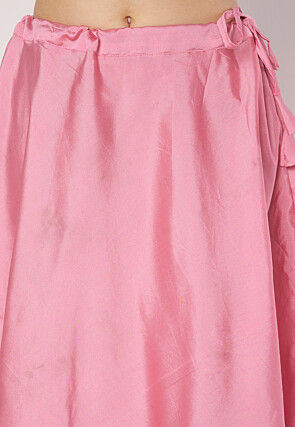 Embellished Trim Art Silk Skirt in Pink