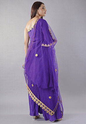 Embellished Trims Muslin Silk Pakistani  Suit in Purple