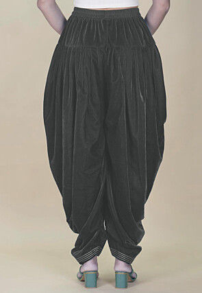 Embellished Velvet Dhoti in Black