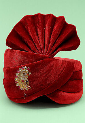 Embellished Velvet Kids Turban in Red