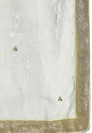 Embellished Velvet Mens Dupatta in Cream