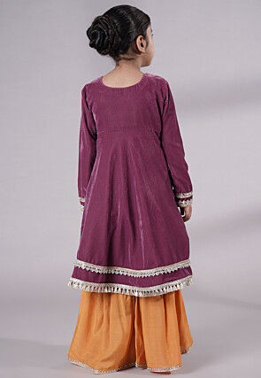 Embellished Velvet Pakistani Suit in Purple
