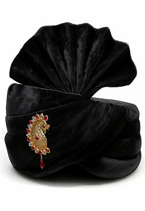 Embellished Velvet Unisex Turban in Black