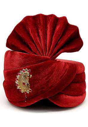 Embellished Velvet Unisex Turban in Red