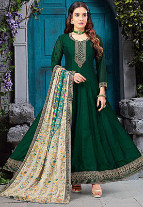 Buy online Green Semi-stitched Suit Set from Suits & Dress