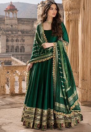indian green dresses Green and White Printed Dress | Harmony Hues