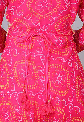 Embroidered Art Silk Adjustable Waist Belt in Pink