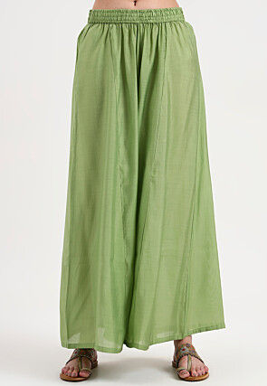 Embroidered Art Silk Anarkali Suit in Light Green