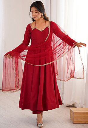 strapless open back dress Red and Maroon Gradient Gown Online main image 1