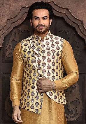 Mehndi Color Nehru Jacket