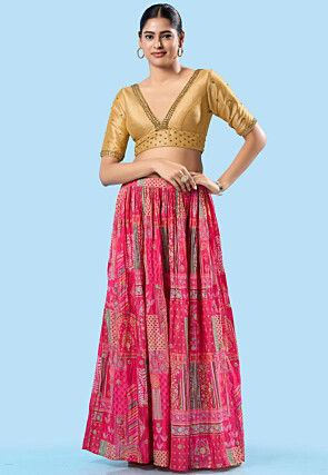 Embroidered Art Silk Blouse in Beige