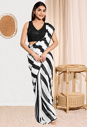 Embroidered Art Silk Blouse in Black