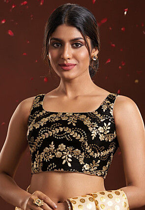 Golden Colour Designer Saree Party Wear with Black Blouse