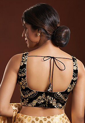 Embroidered Art Silk Blouse in Black