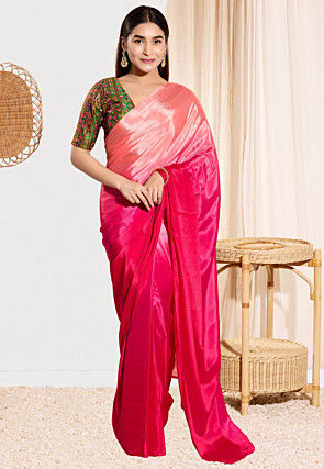 Embroidered Art Silk Blouse in Dark Green