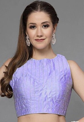 Embroidered Art Silk Blouse in Light Purple