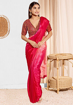 Embroidered Art Silk Blouse in Maroon