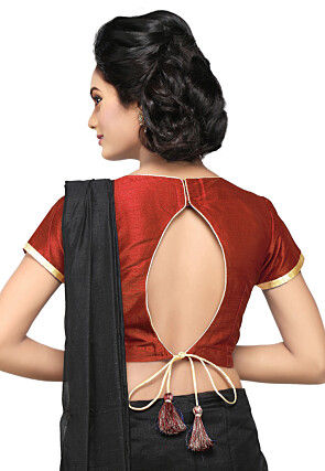 Embroidered Art Silk Blouse in Red