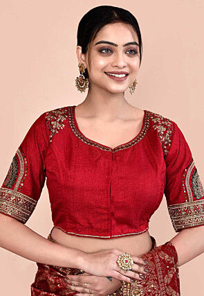 Red - Party - Readymade Saree Blouse Designs Online: Buy Fancy Blouses at  Utsav Fashion