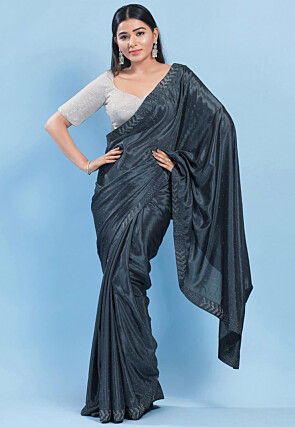 Embroidered Art Silk Blouse in Sliver