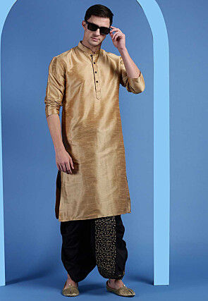 Embroidered Art Silk Dhoti Pant in Black