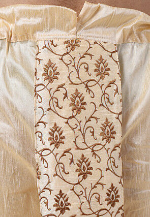 Embroidered Art Silk Dhoti Pant in Light Beige