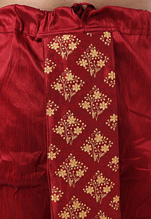Embroidered Art Silk Dhoti Pant in Maroon