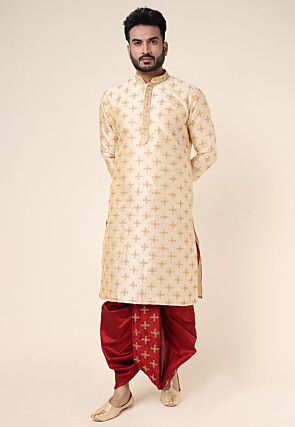 Embroidered Art Silk Dhoti Pant in Maroon