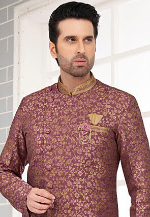 Embroidered  Art Silk Jacquard Dhoti Kurta in Old Rose