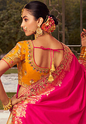 Embroidered Art Silk Jacquard Lehenga in Multicolor