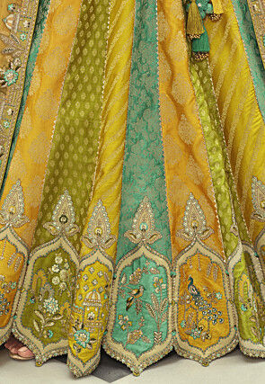 Embroidered Art Silk Jacquard Lehenga in Multicolor
