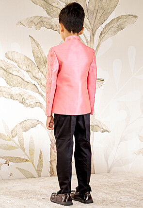 Embroidered Art Silk Jodhpuri Bandhgala in Pink