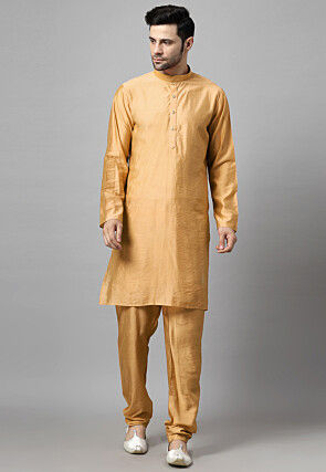 Embroidered Georgette Sherwani in Light Beige