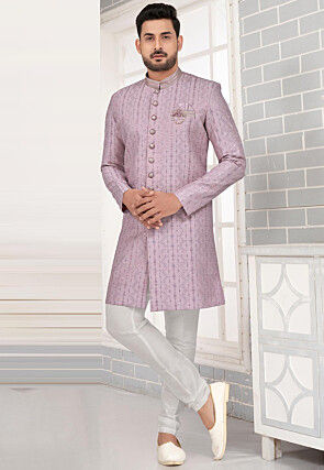 Embroidered  Art Silk Kurta Set in Purple