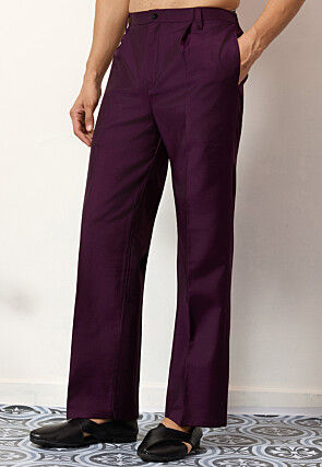 Embroidered Art Silk Kurta Set in Purple