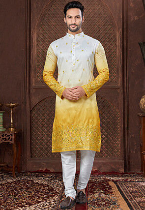 Yellow Kurta Designer Party Wear Kurta Pajama For Mens Kurta Set