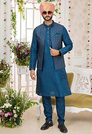 Blue kurta pajama with basket online